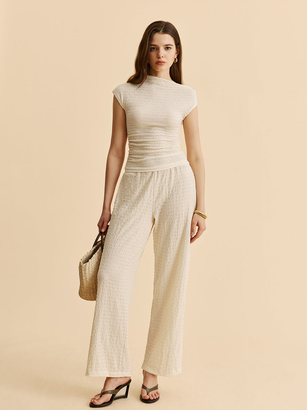 Textured Top and Wide Leg Trouser Set — Svelte Chic