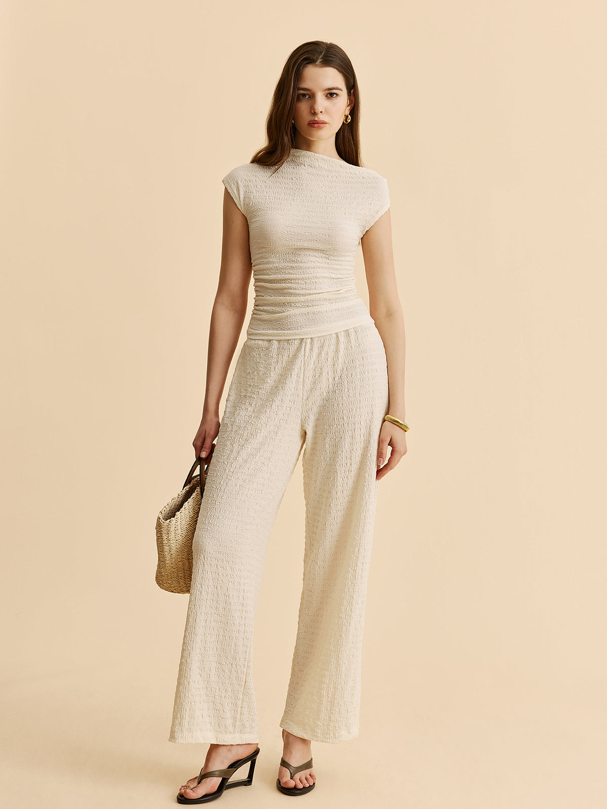 Textured Top and Wide Leg Trouser Set — Svelte Chic