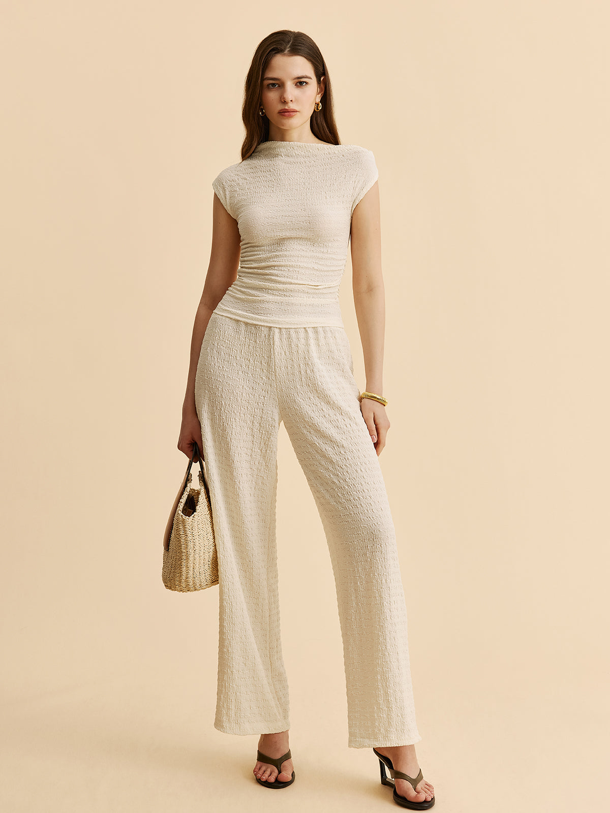 Textured Top and Wide Leg Trouser Set — Svelte Chic