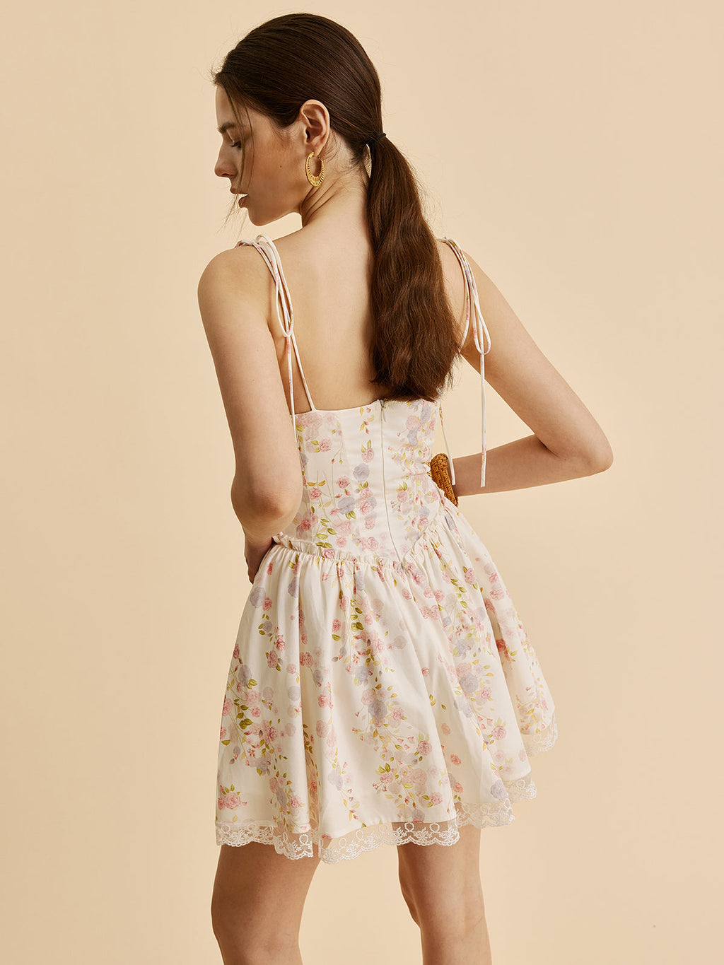 Floral Corset Bow Strap Mini Dress — Svelte Chic