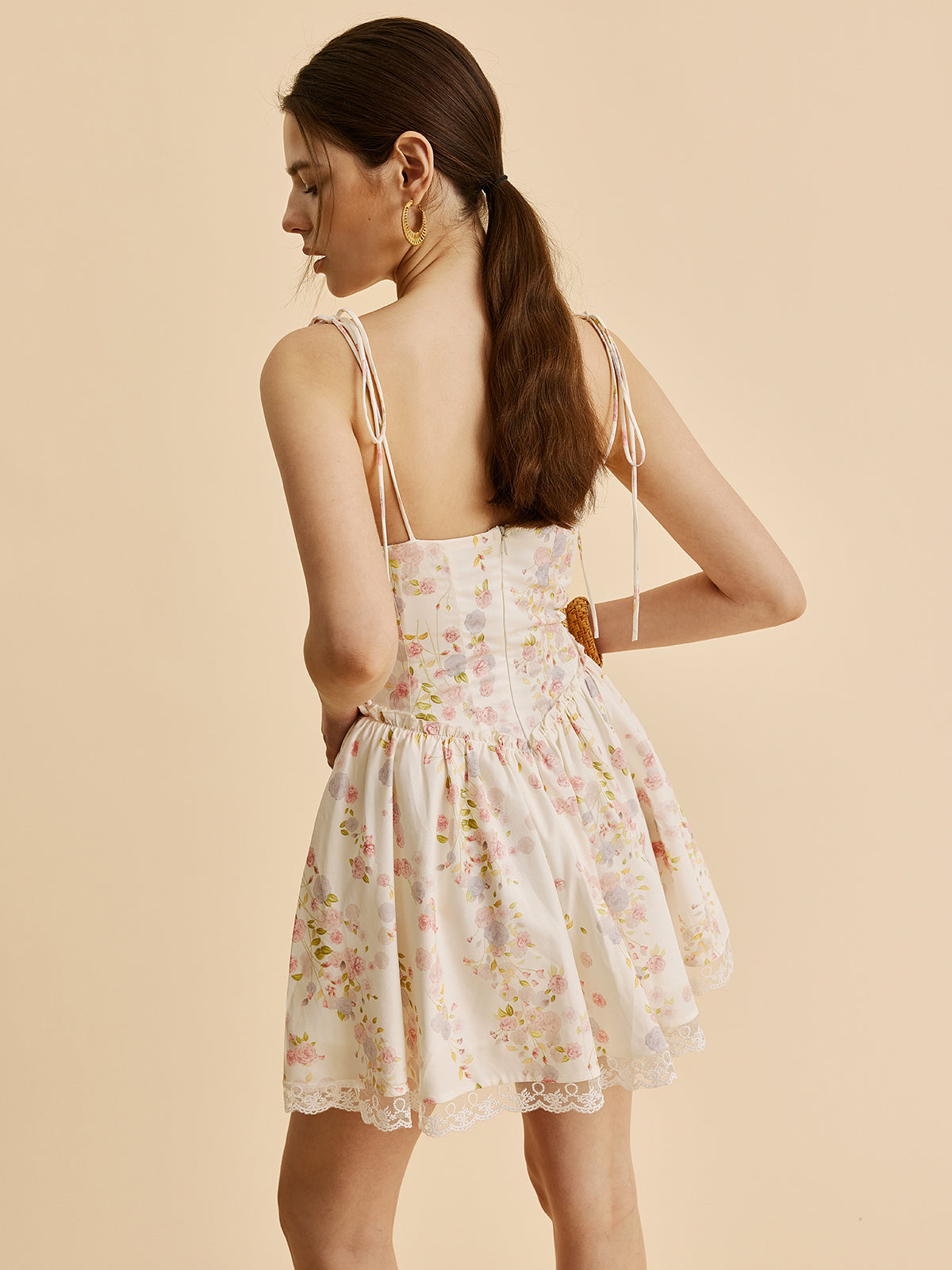 Floral Corset Bow Strap Mini Dress — Svelte Chic