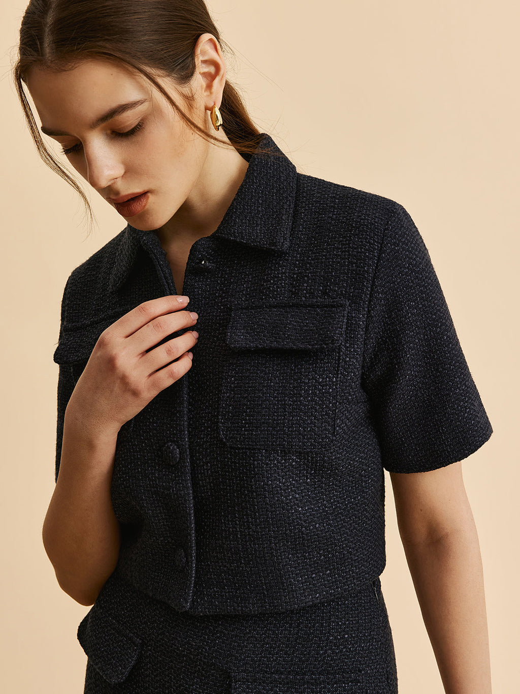 Short Sleeve Pocket Jacket — Svelte Chic