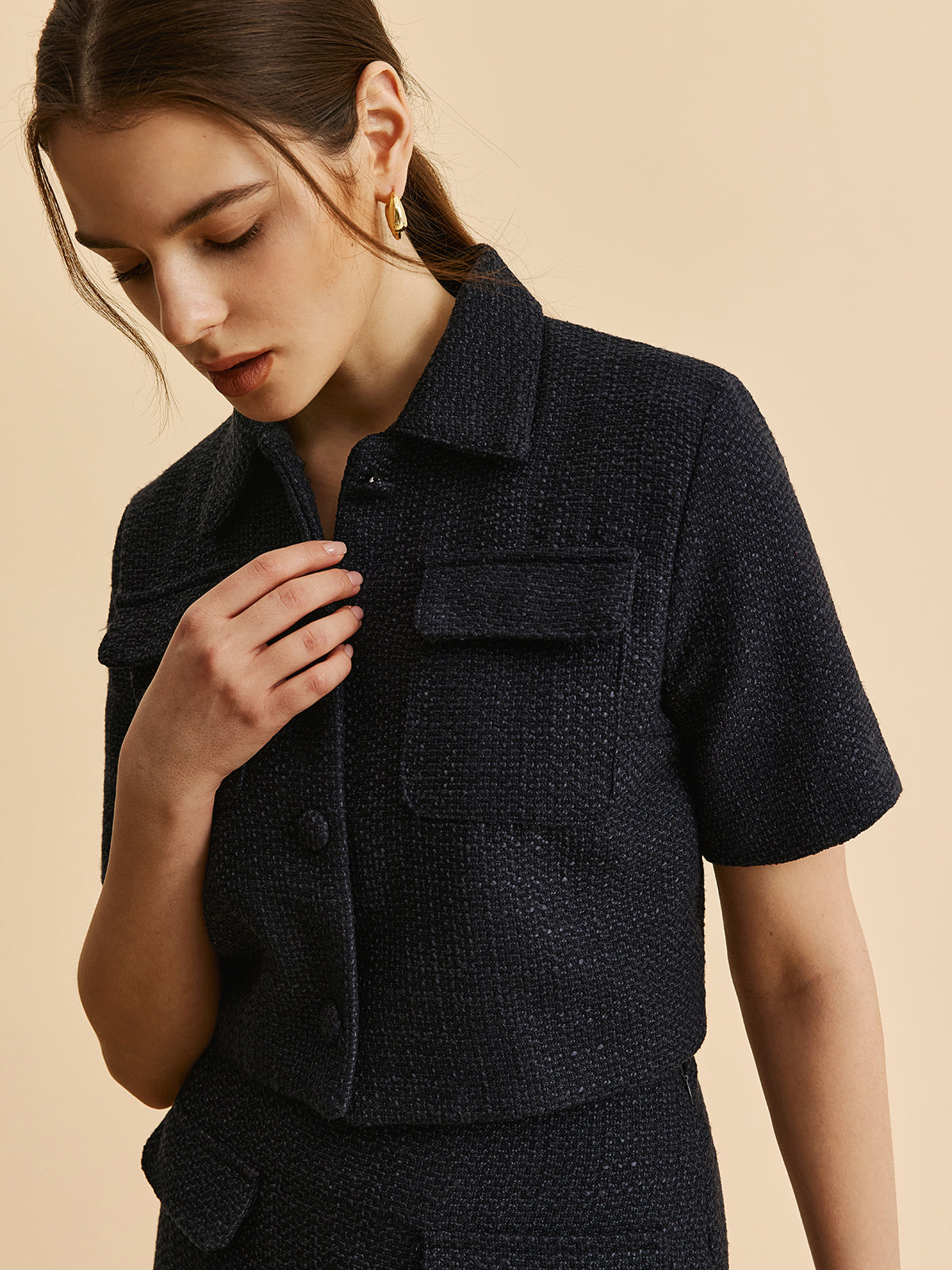 Short Sleeve Pocket Jacket — Svelte Chic