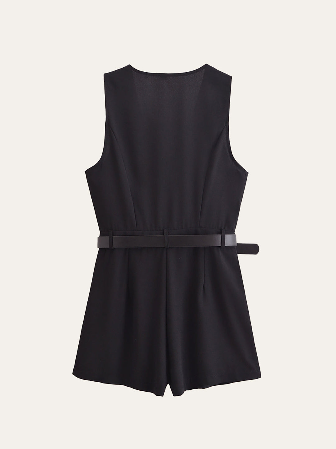 Şık Altın Düğme Detaylı Kuşaklı Tulum