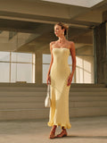 Cold Shoulder Ruffle Knit Maxi Dress in Yellow — Svelte Chic