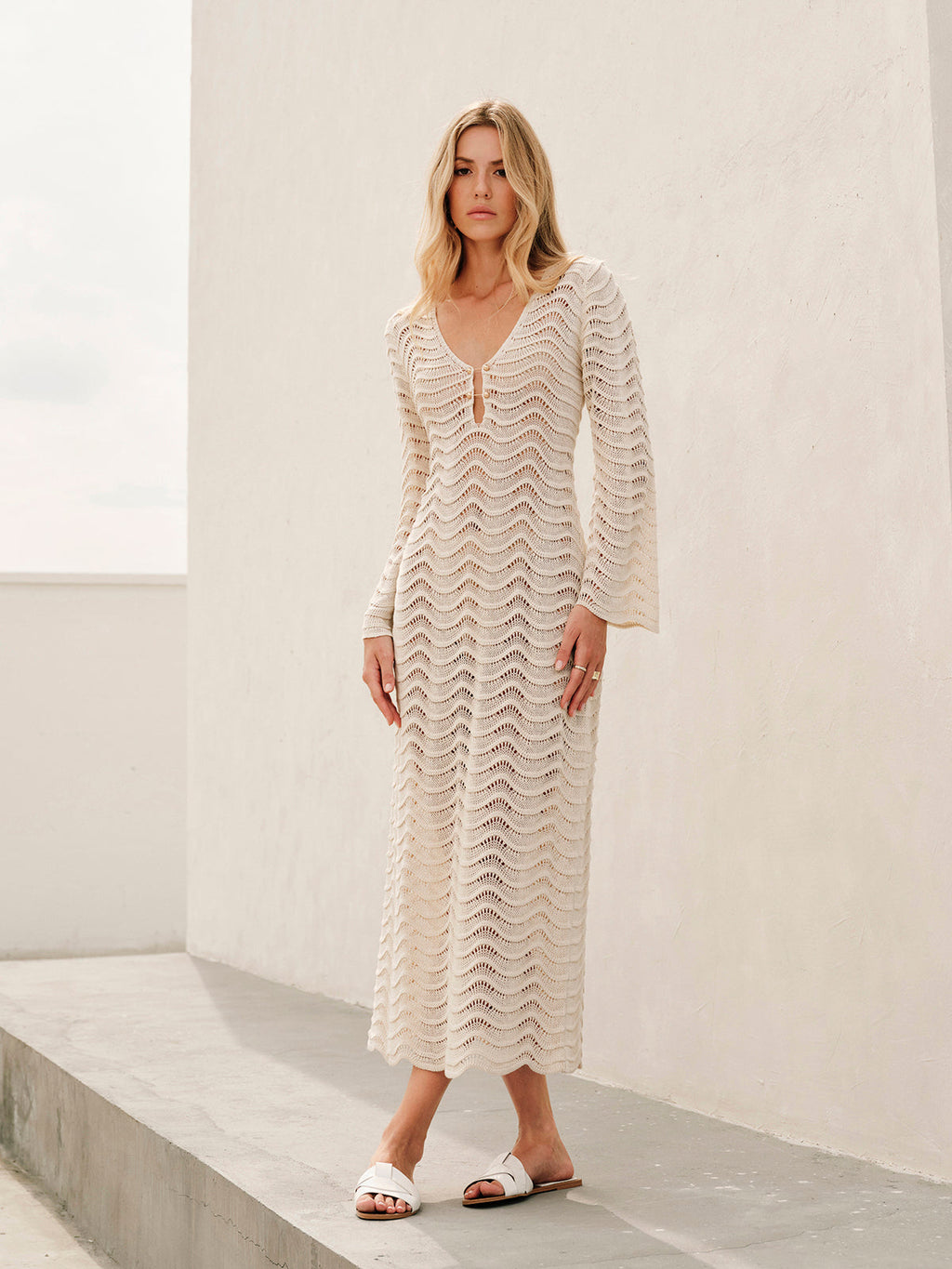 Metallic Cutout Knit Maxi Dress — Svelte Chic