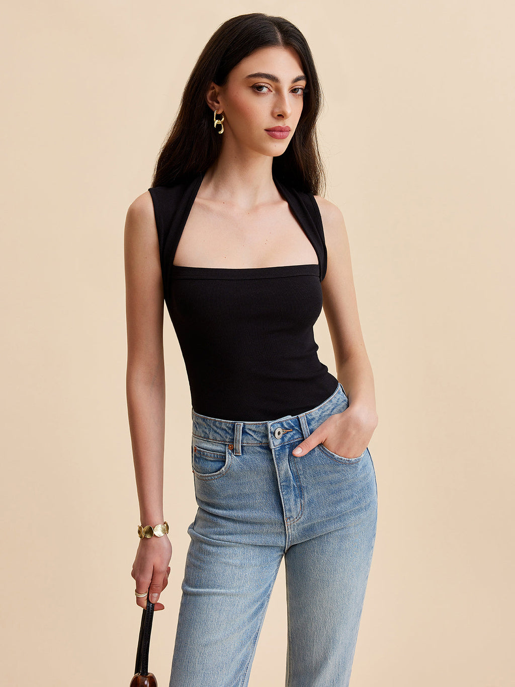Square Neck Ribbed Tank Top — Svelte Chic