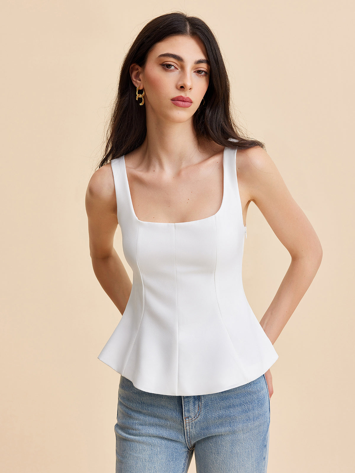 Square Neck Peplum Top — Svelte Chic