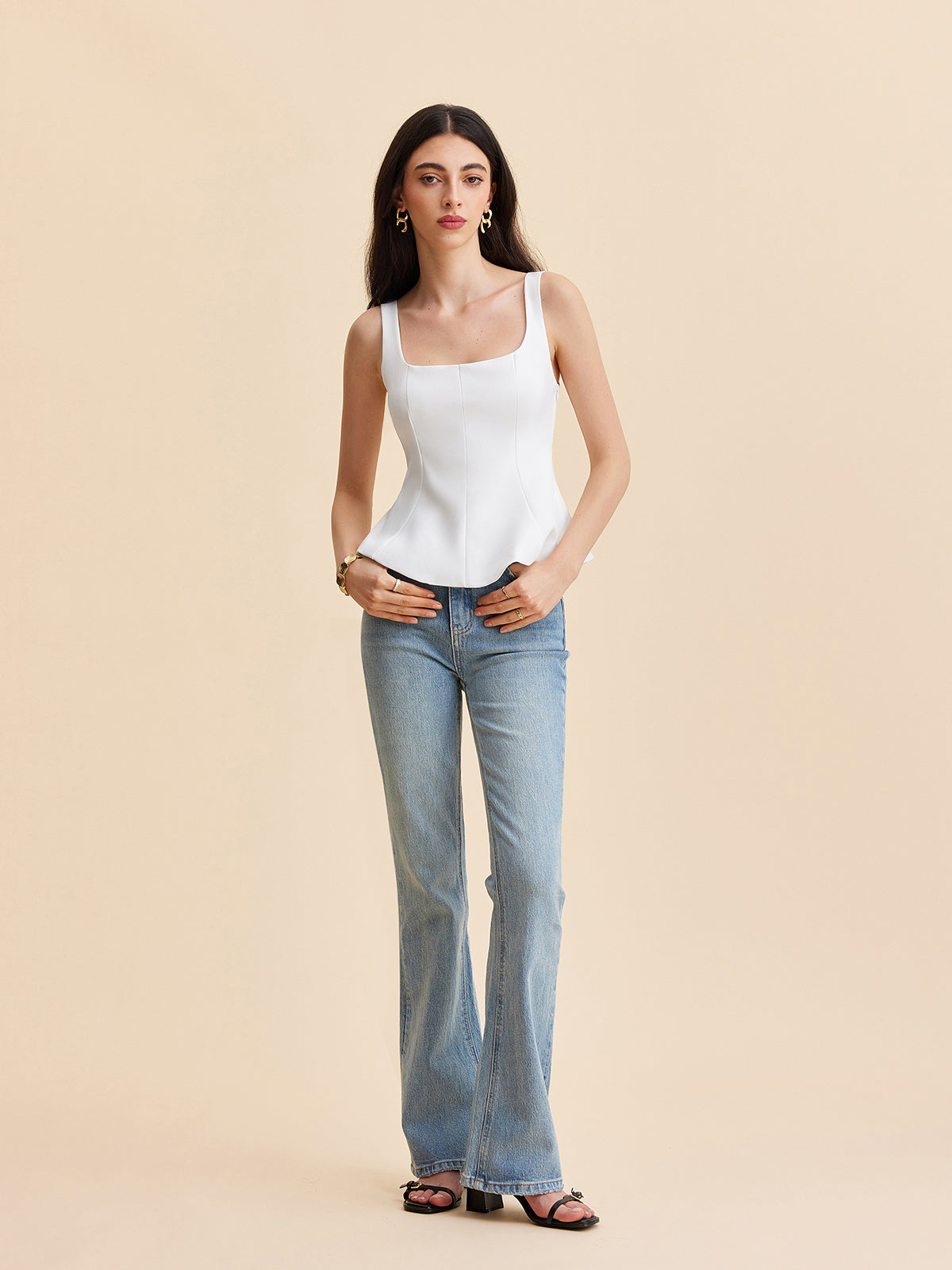 Square Neck Peplum Top — Svelte Chic