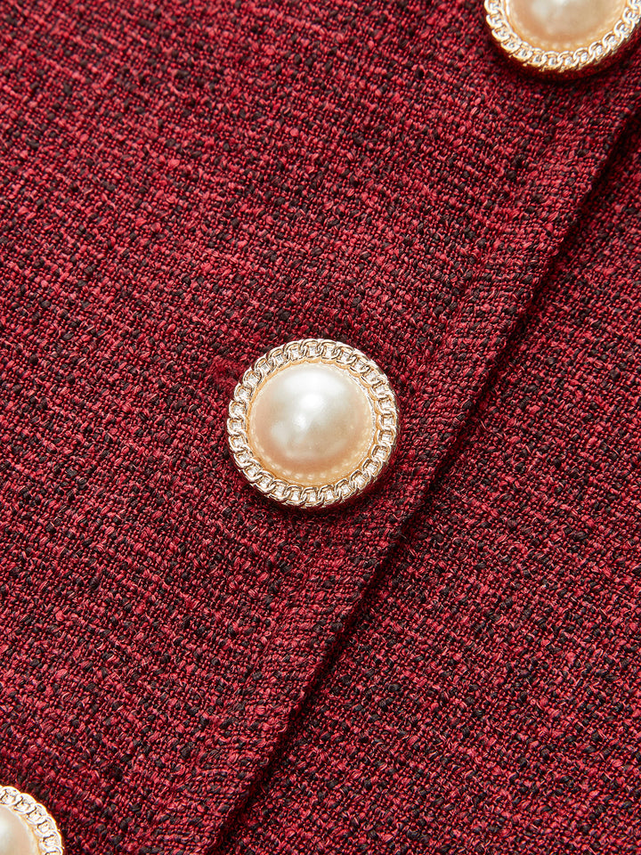 Şık Halter Yaka Üst, Zarif İnci Düğmeli