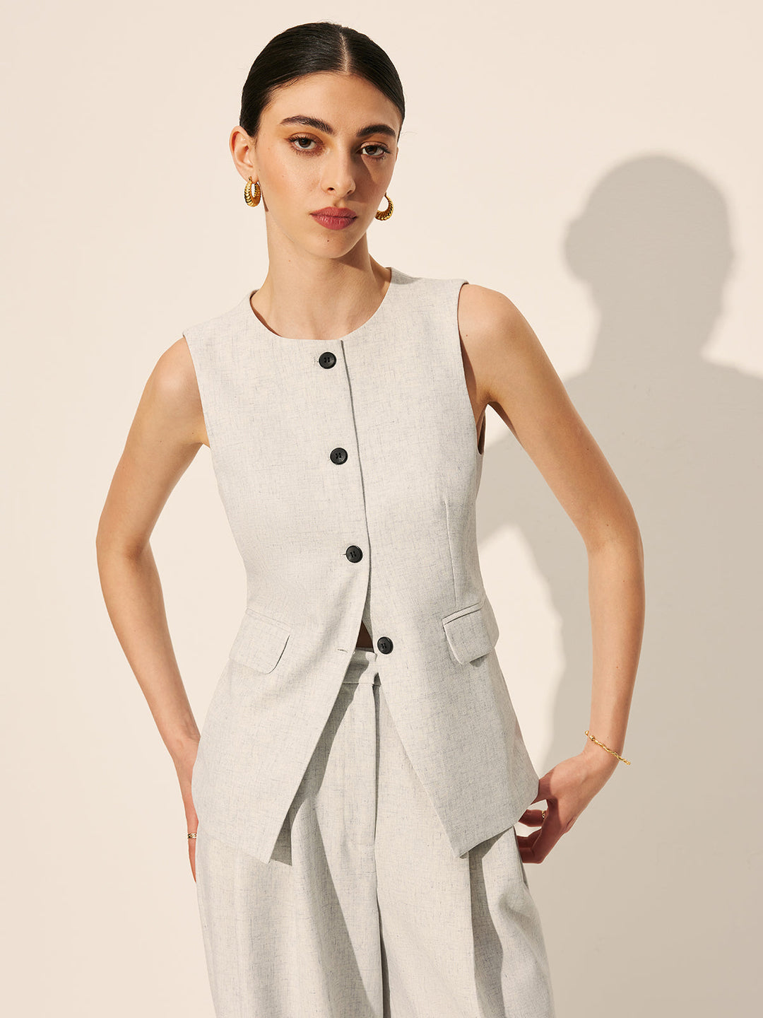 Şık Cepli Kolsuz Vücut Yeleği