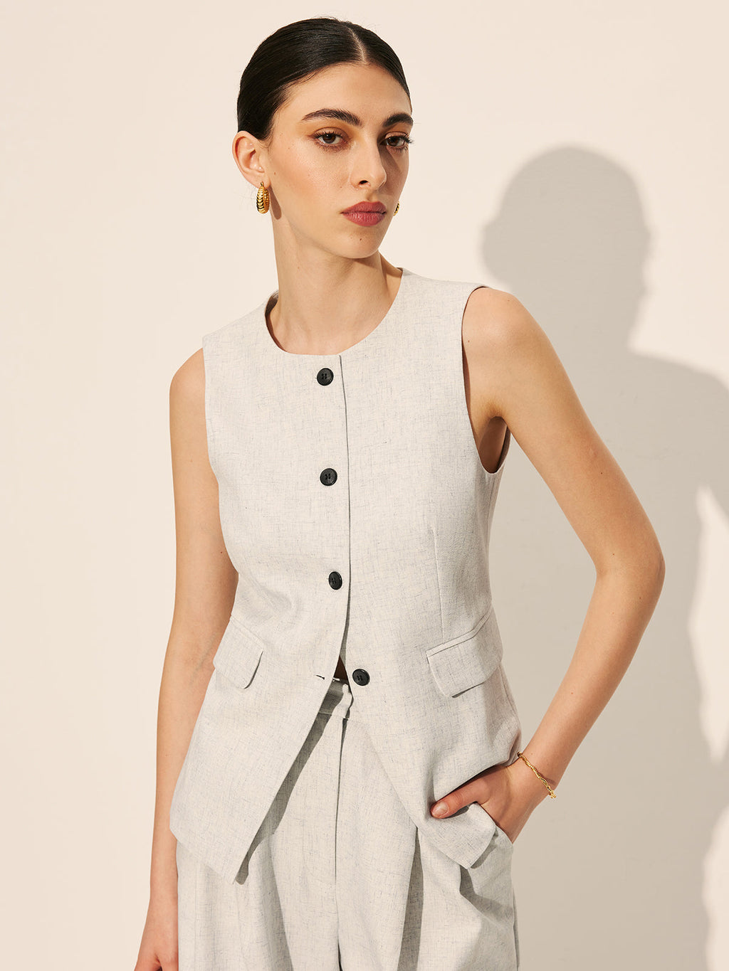 Pocket Detail Tailored Vest — Svelte Chic