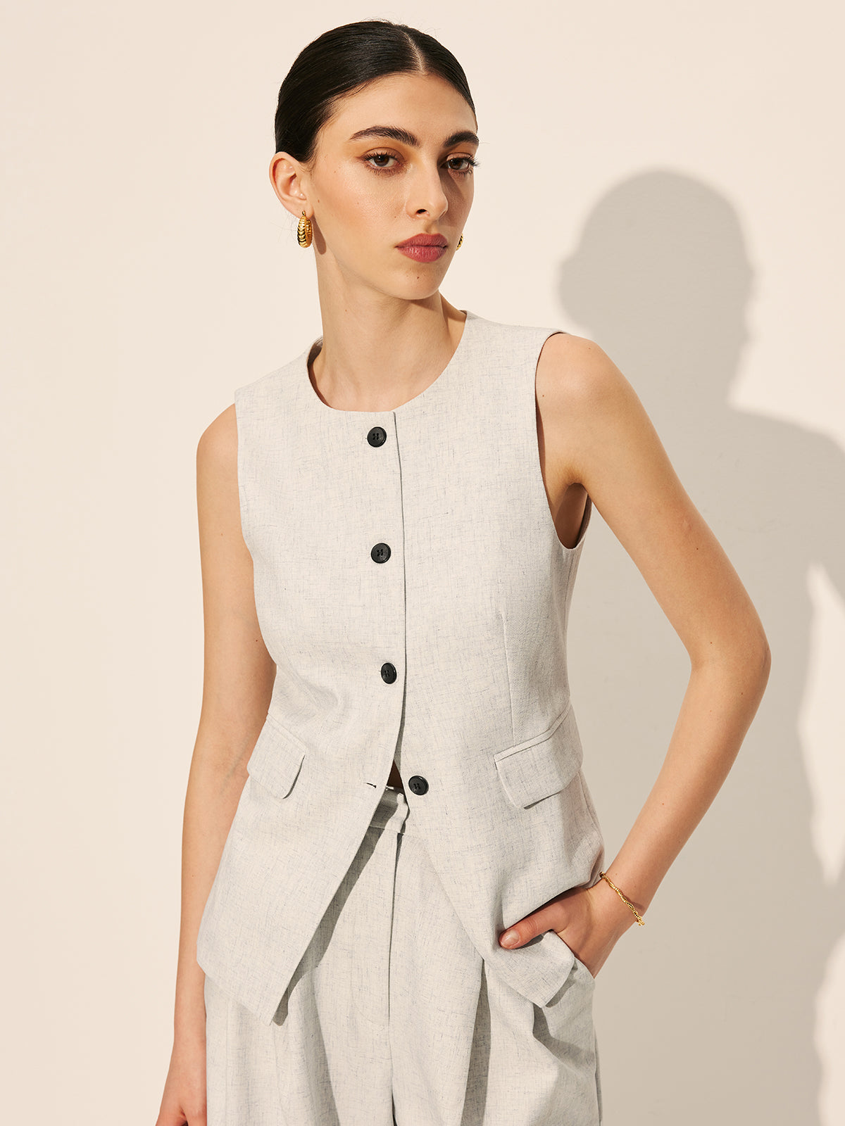 Pocket Detail Tailored Vest — Svelte Chic
