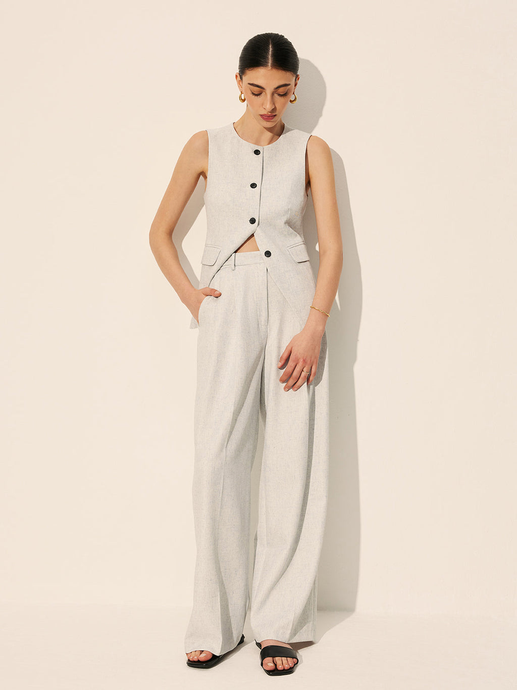 Mid Waist Pleated Wide Leg Trousers — Svelte Chic