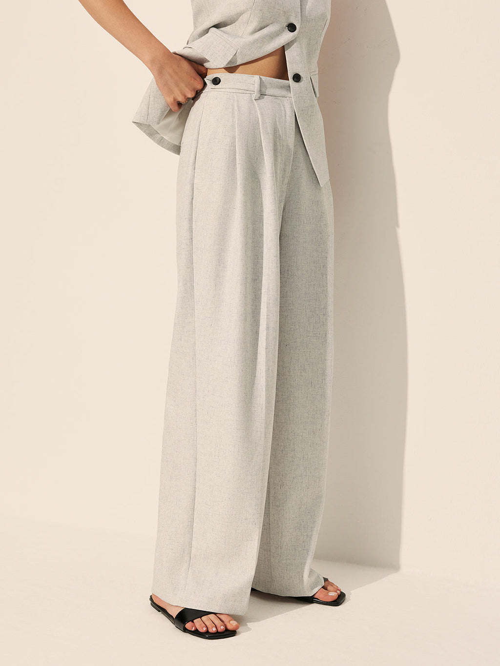 Mid Waist Pleated Wide Leg Trousers — Svelte Chic