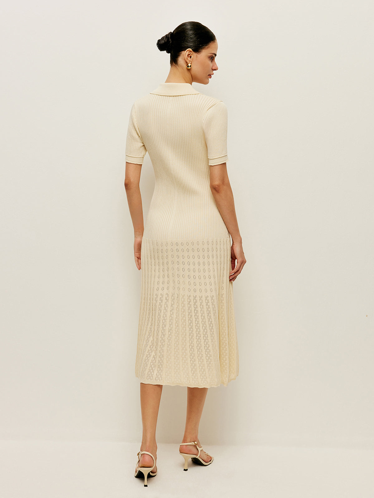 Openwork Knit Polo Midi Dress — Svelte Chic