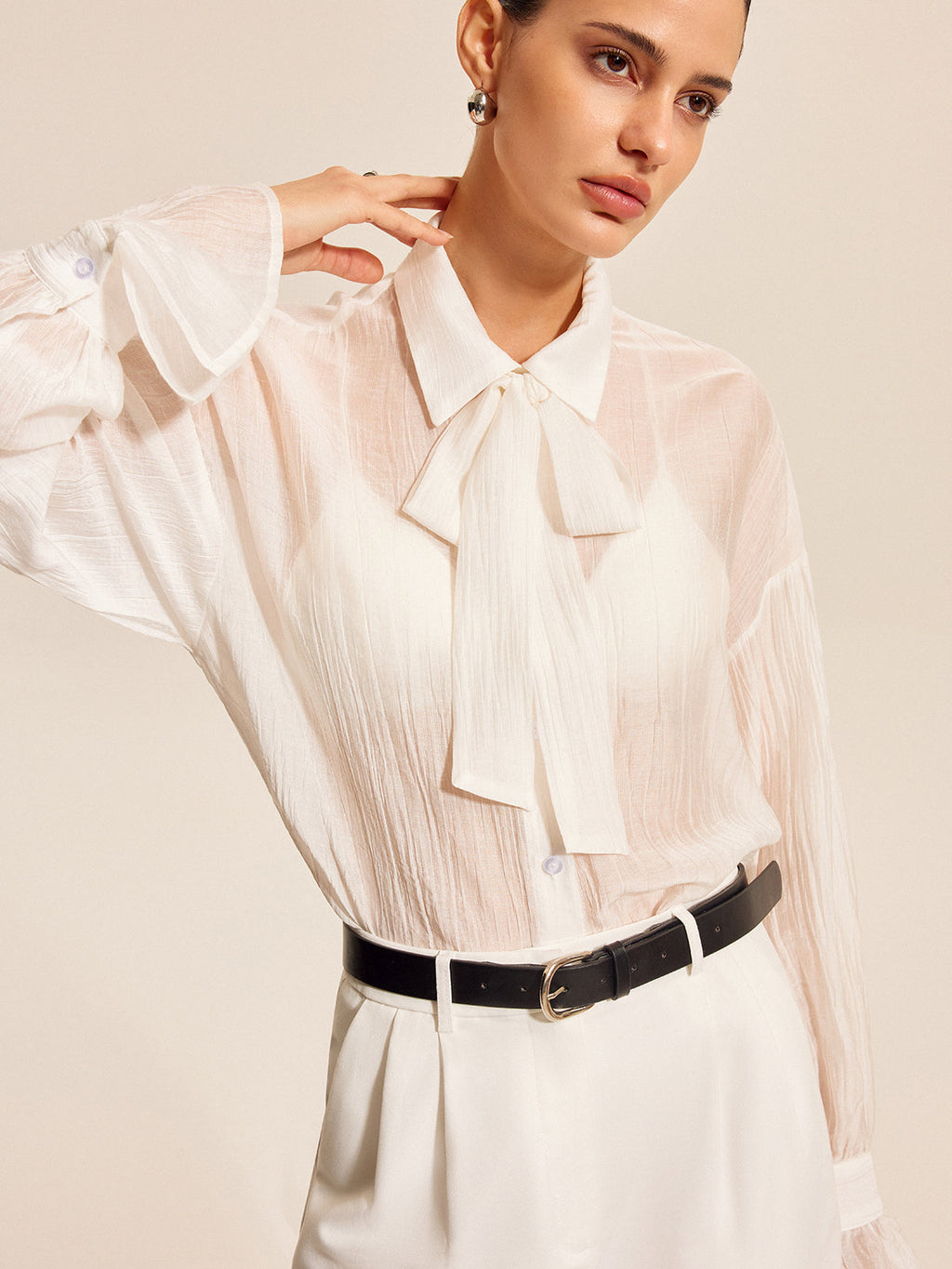Bow Collar Chiffon Blouse — Svelte Chic