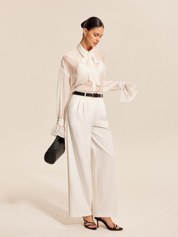 Şık Şifon Bluz Zarif Fiyonk Detayı ile