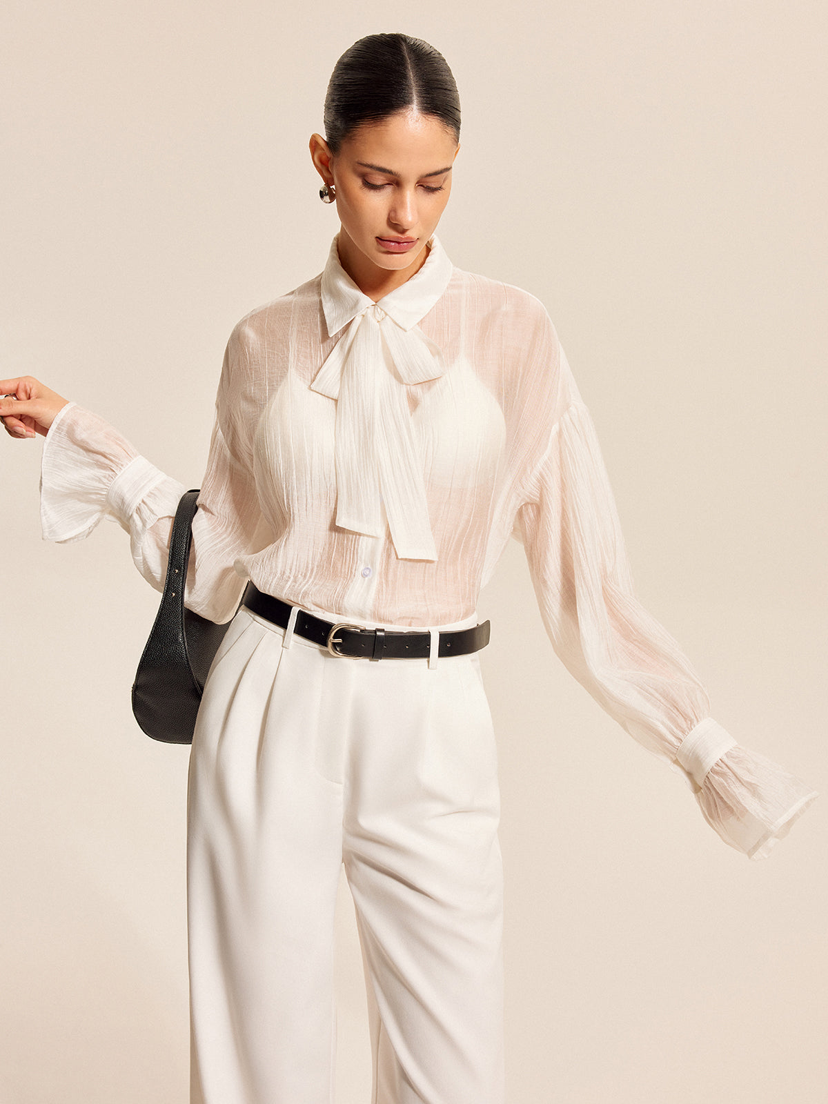 Bow Collar Chiffon Blouse — Svelte Chic
