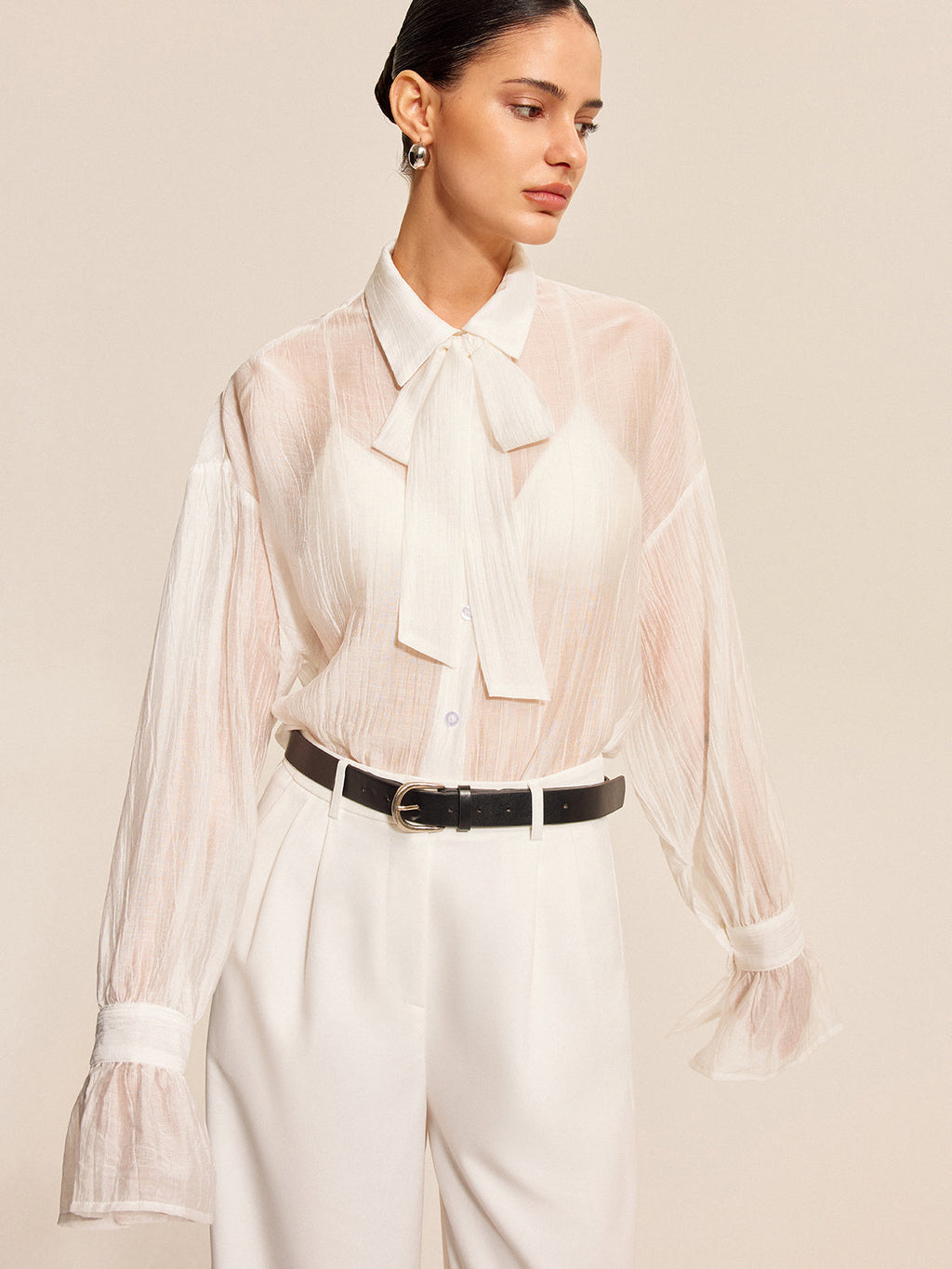 Bow Collar Chiffon Blouse — Svelte Chic