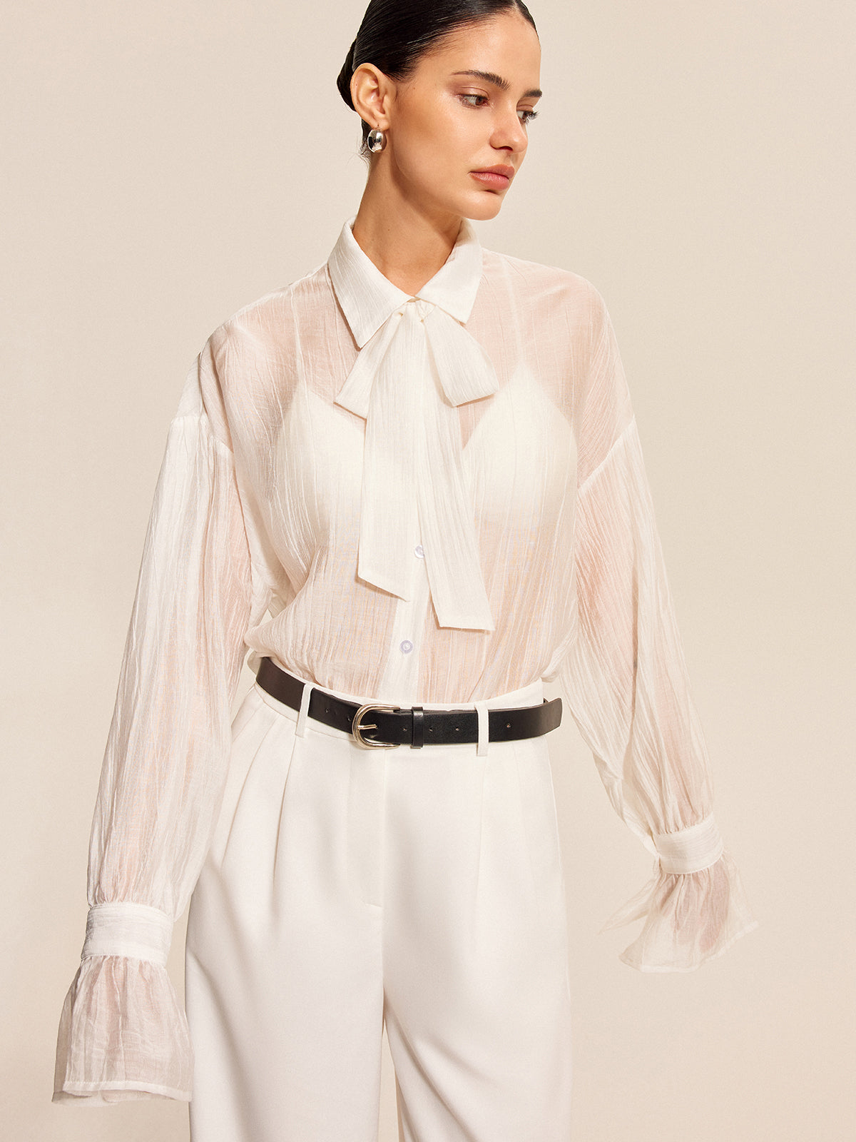 Bow Collar Chiffon Blouse — Svelte Chic