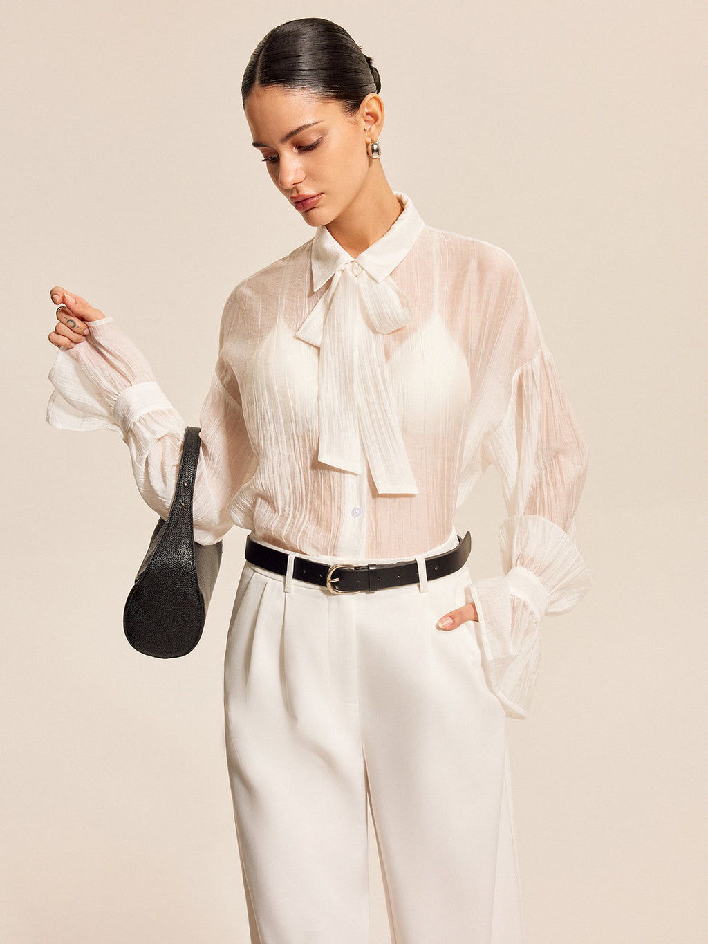 Bow Collar Chiffon Blouse — Svelte Chic