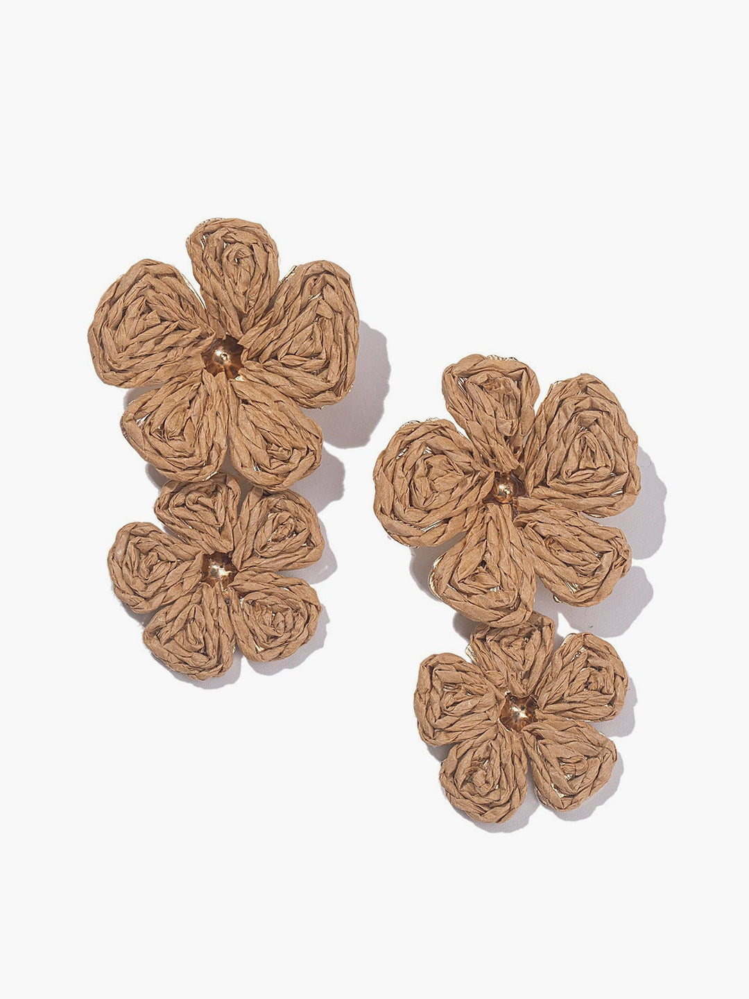 Şık Altın Varak Dantel Yaprak Damla Küpe