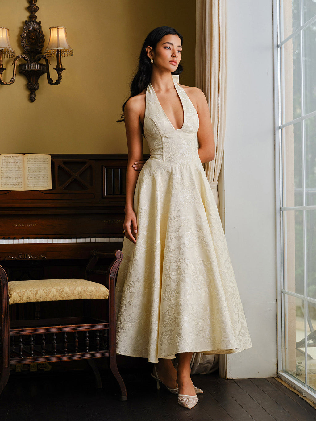 Solana Halter Satin Maxi Dress — Svelte Chic
