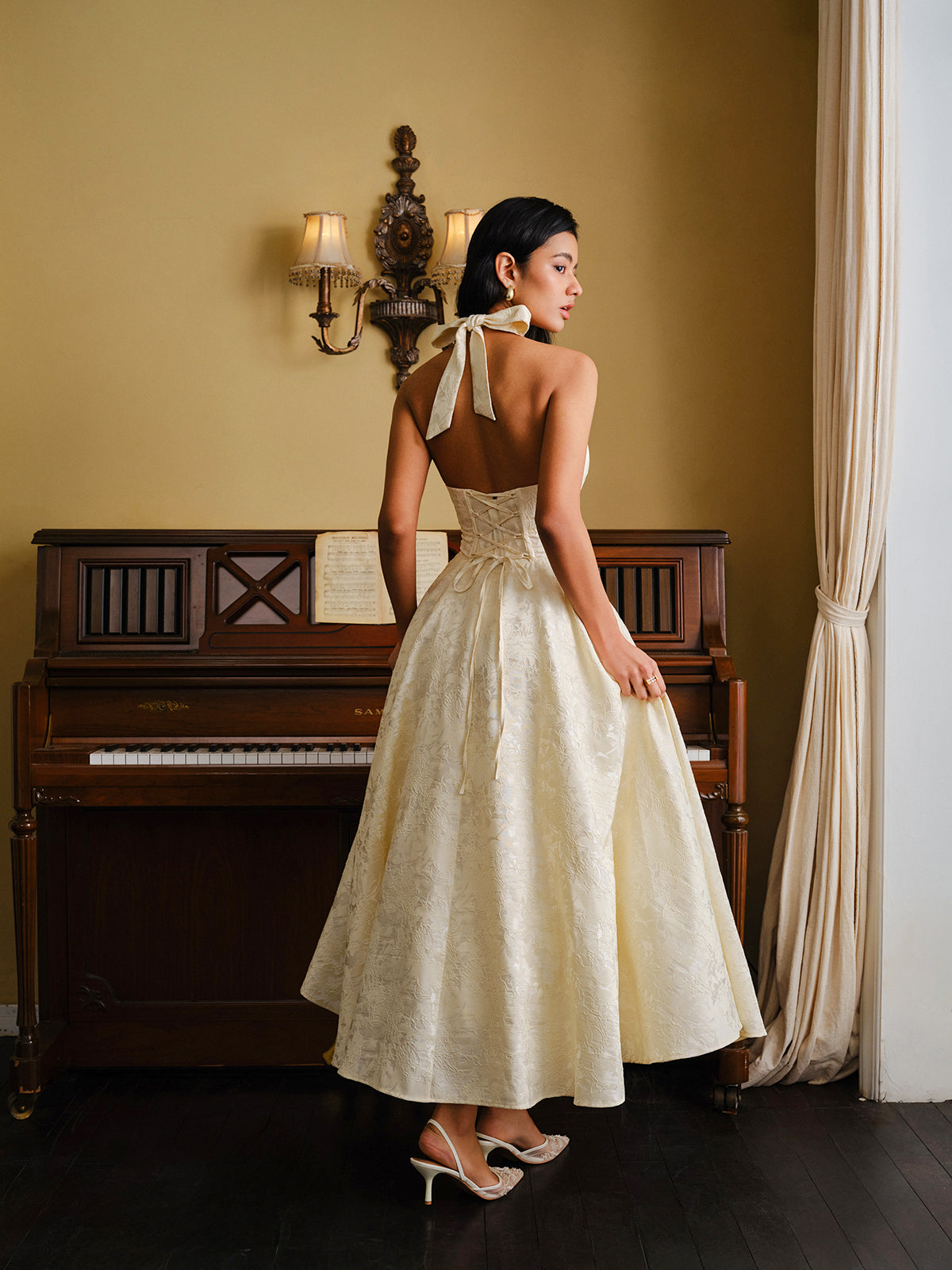 Solana Halter Satin Maxi Dress — Svelte Chic