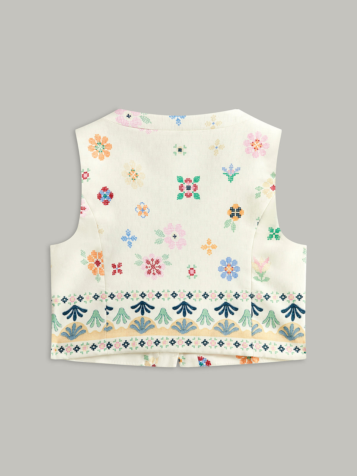 Floral Embroidered Button Vest — Svelte Chic