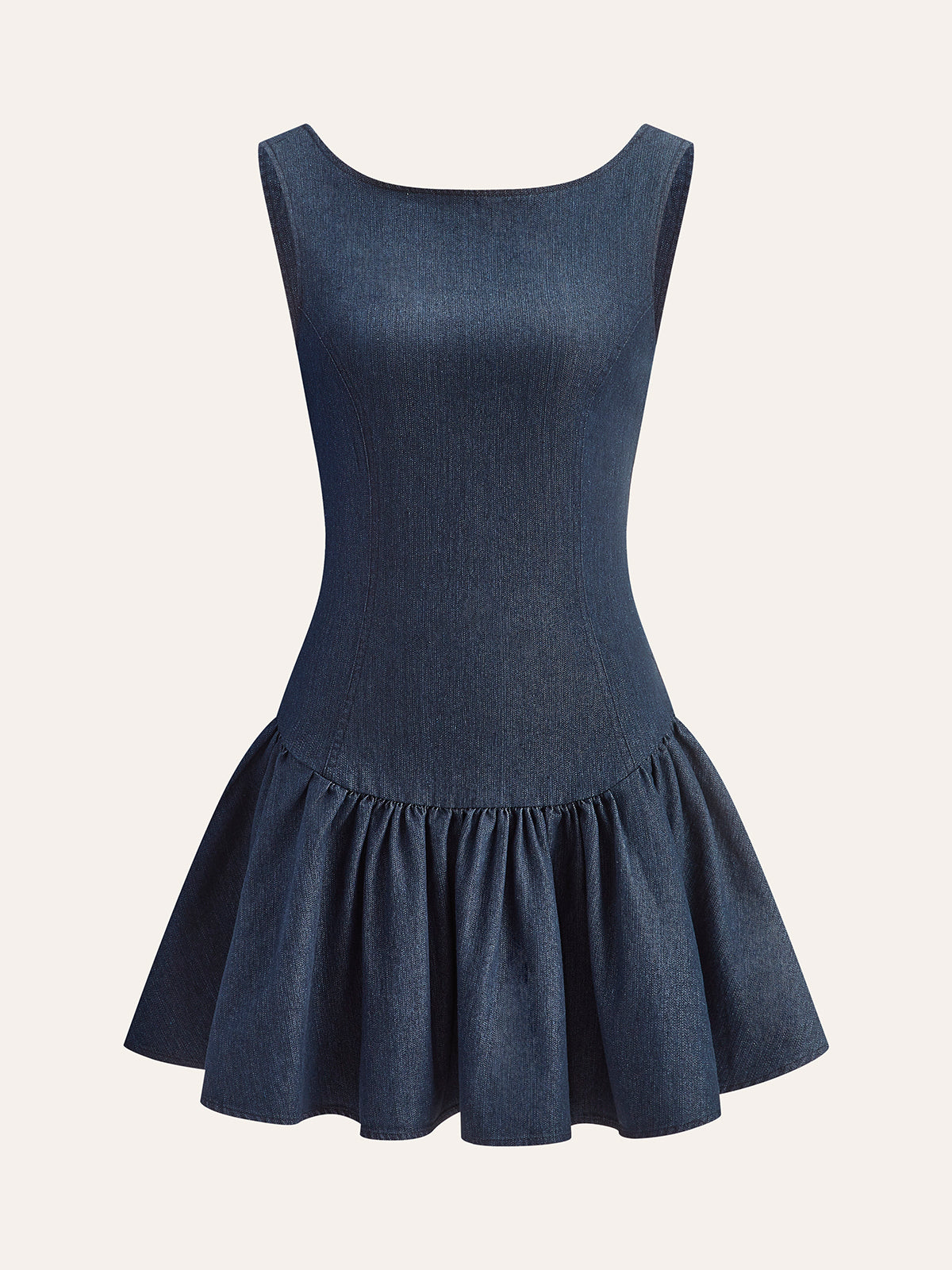 Sleeveless Denim Ruffle Mini Dress — Svelte Chic