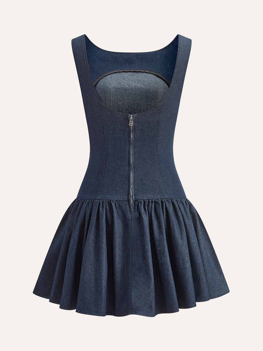 Sleeveless Denim Ruffle Mini Dress — Svelte Chic