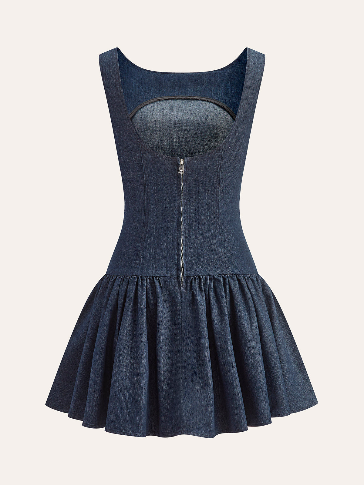 Sleeveless Denim Ruffle Mini Dress — Svelte Chic