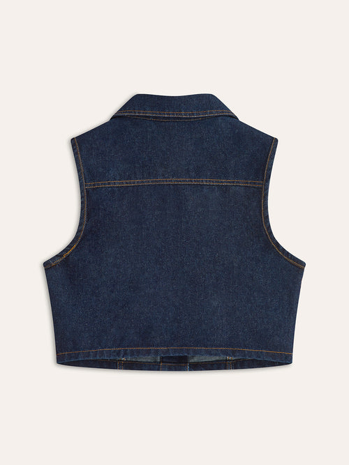 Denim Button Up Sleeveless Vest — Svelte Chic