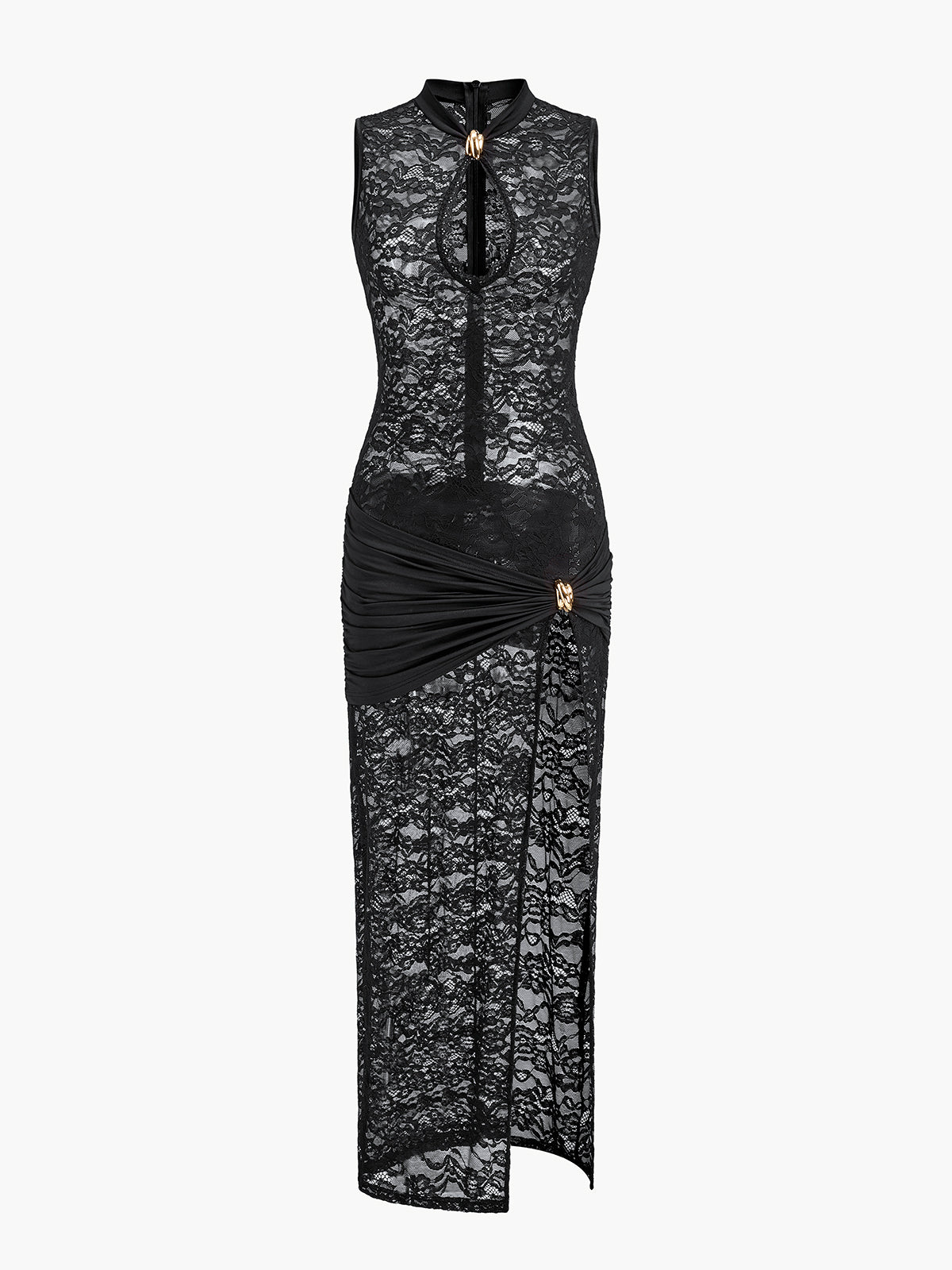 Sheer Lace Cutout Maxi Dress — Svelte Chic