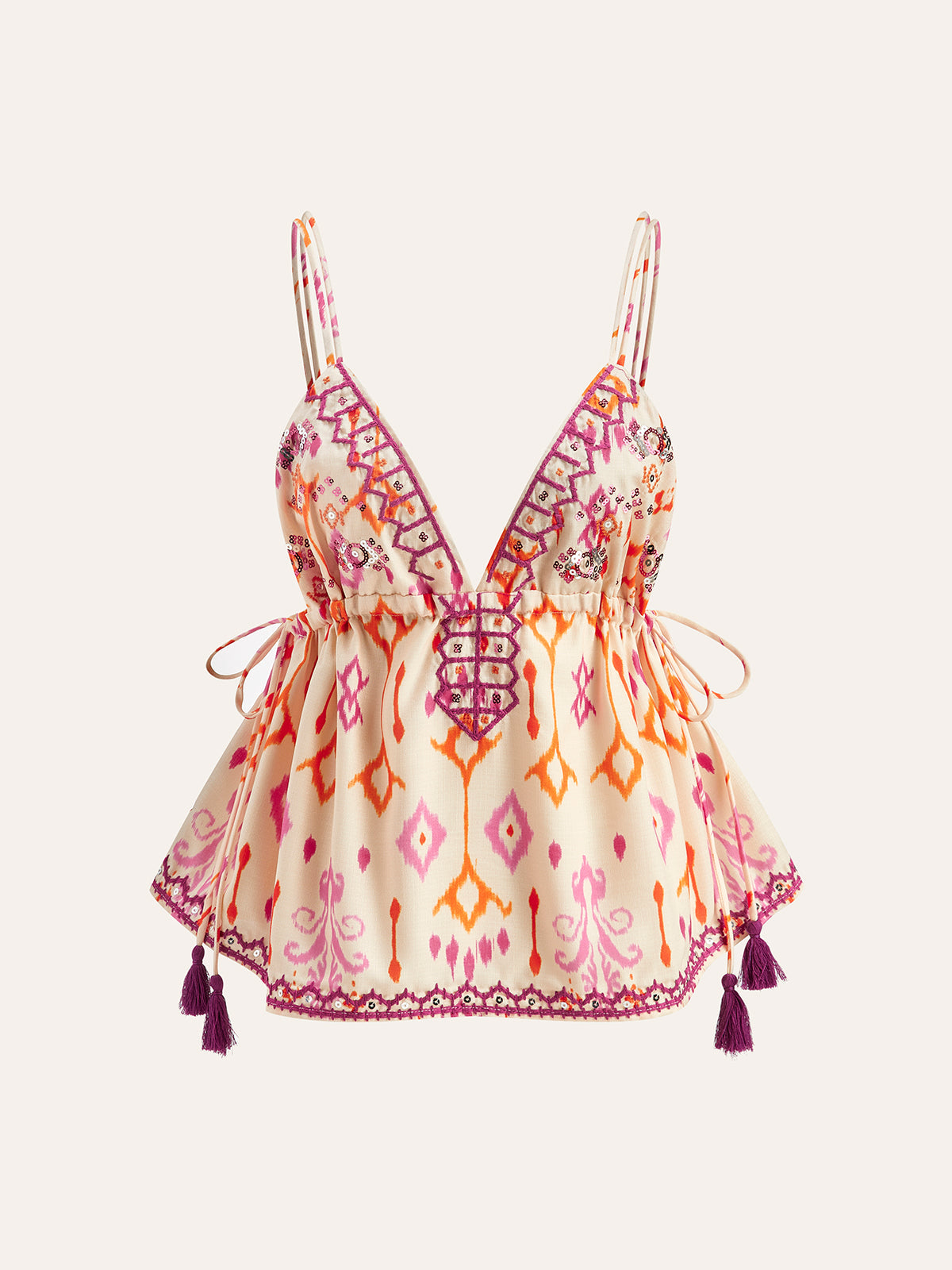 Embroidered Tassel Cami Top — Svelte Chic