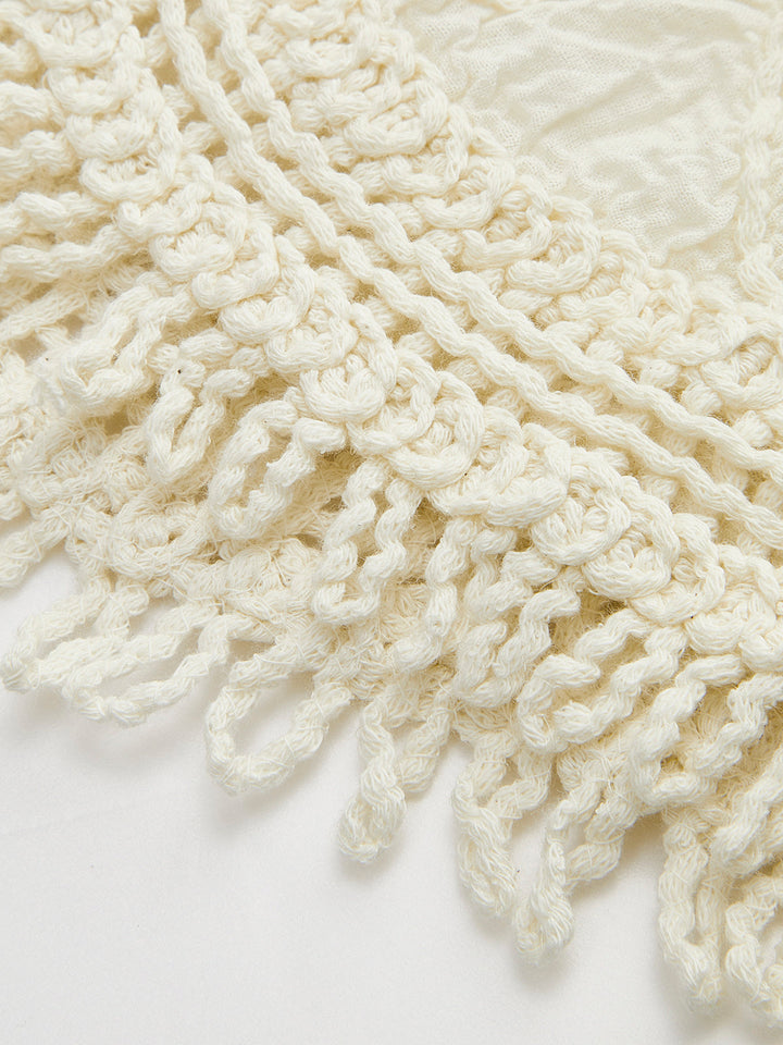 Şık Yarı Şeffaf Dantel Çiçekli Kolsuz Bluz