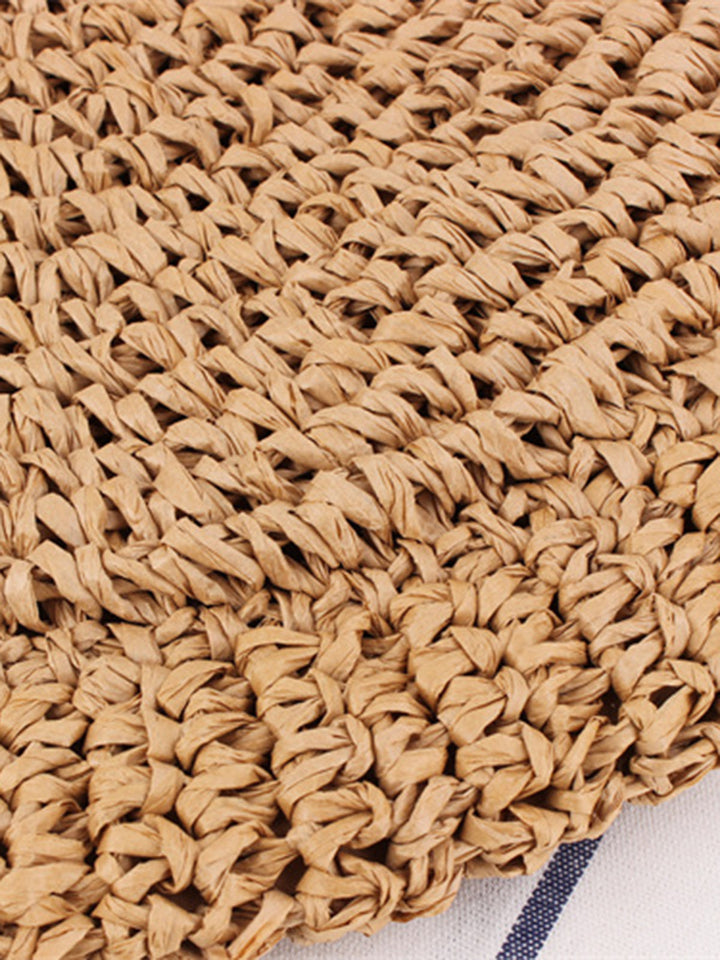 Стилна ръчно изработена кръгла сламена чанта с лак за нокти