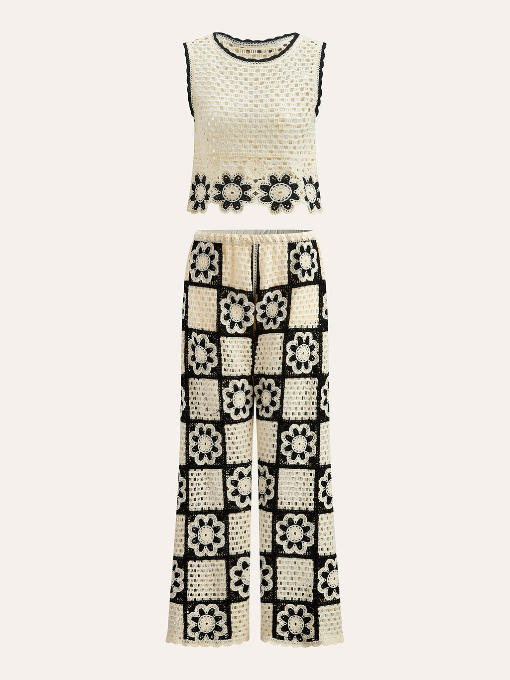 Floral Crochet Top and Trouser Set — Svelte Chic