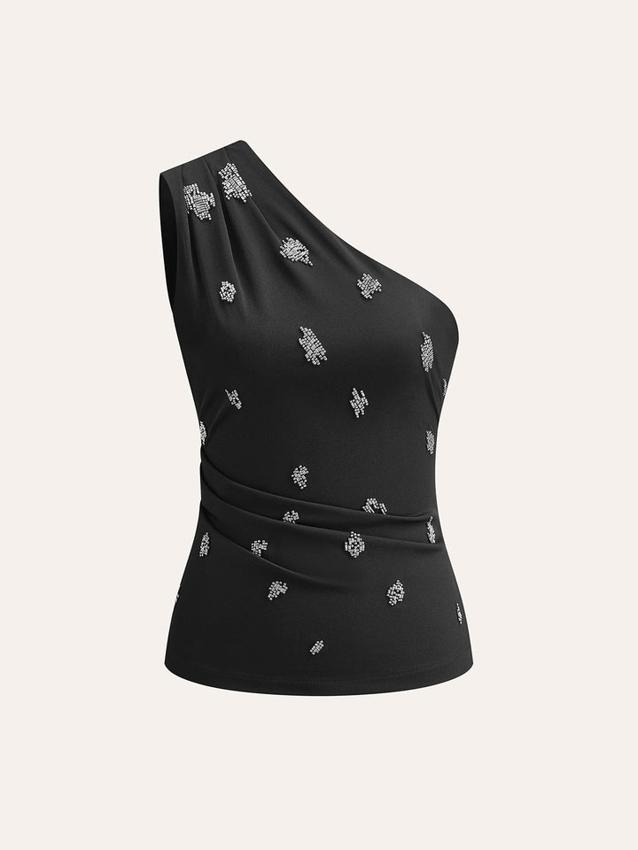 Şık Tek Omuzlu Süslemeli Bluz