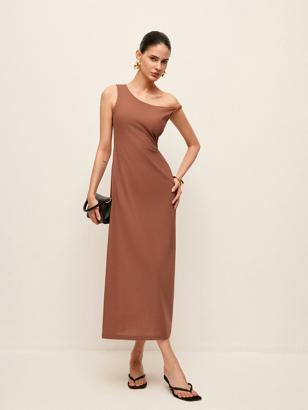 One Shoulder Cotton Maxi Dress — Svelte Chic