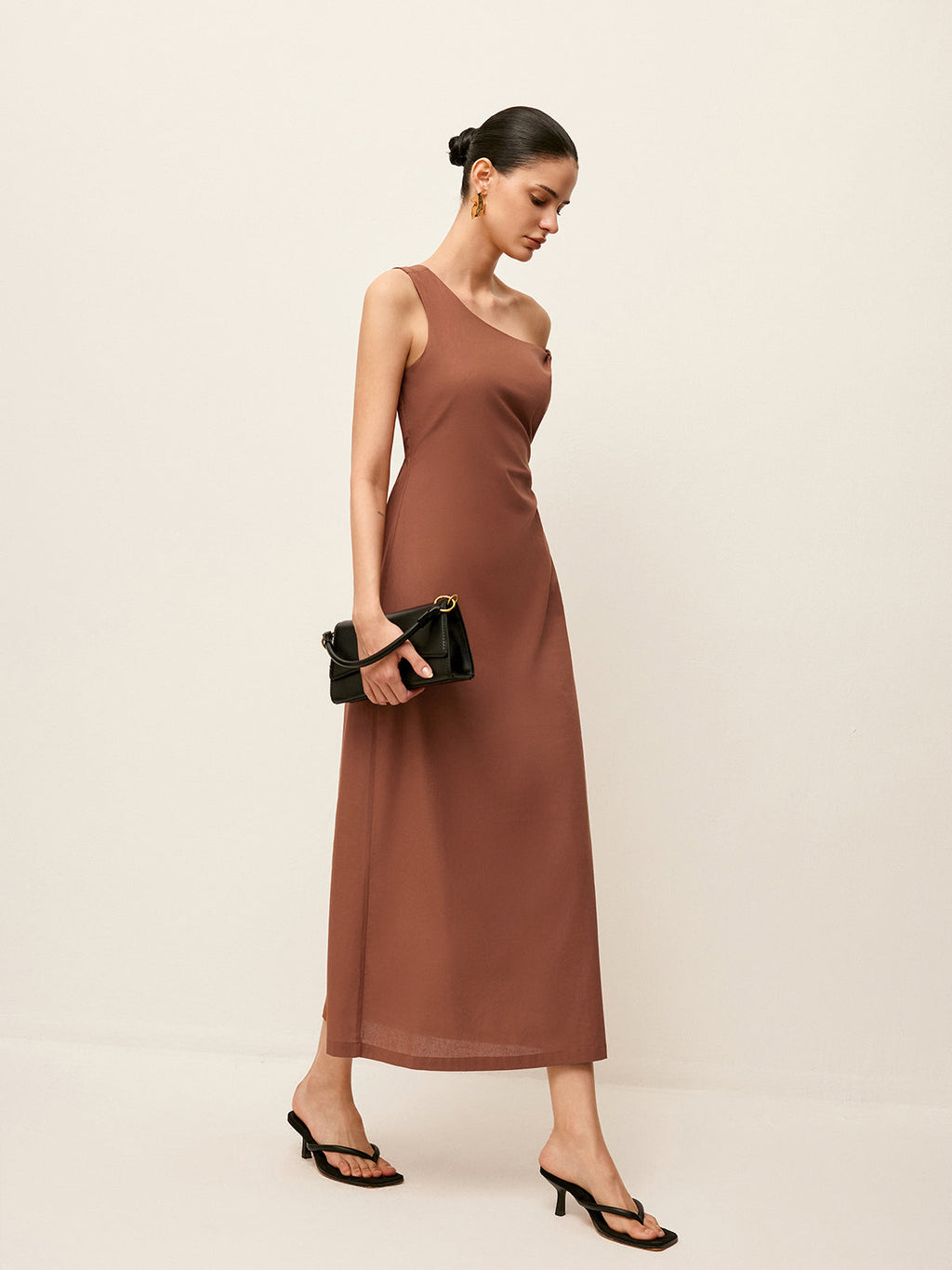 One Shoulder Cotton Maxi Dress — Svelte Chic