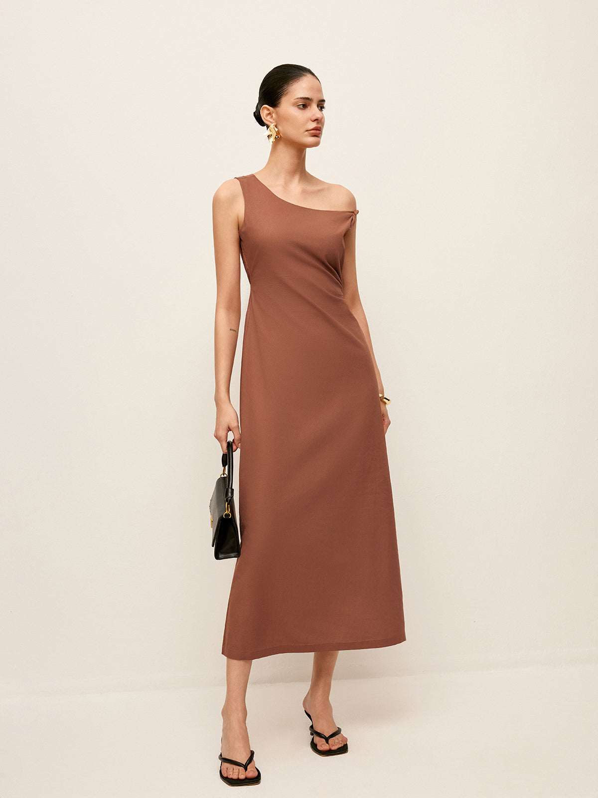 One Shoulder Cotton Maxi Dress — Svelte Chic