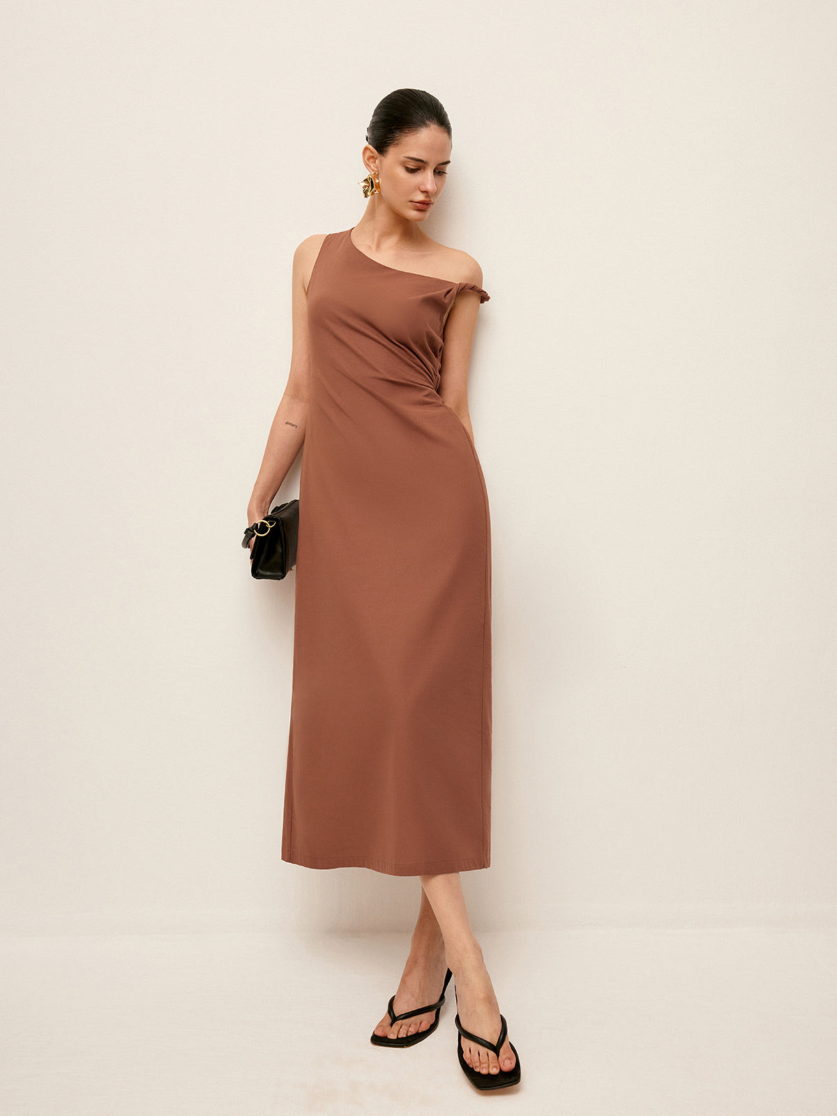One Shoulder Cotton Maxi Dress — Svelte Chic
