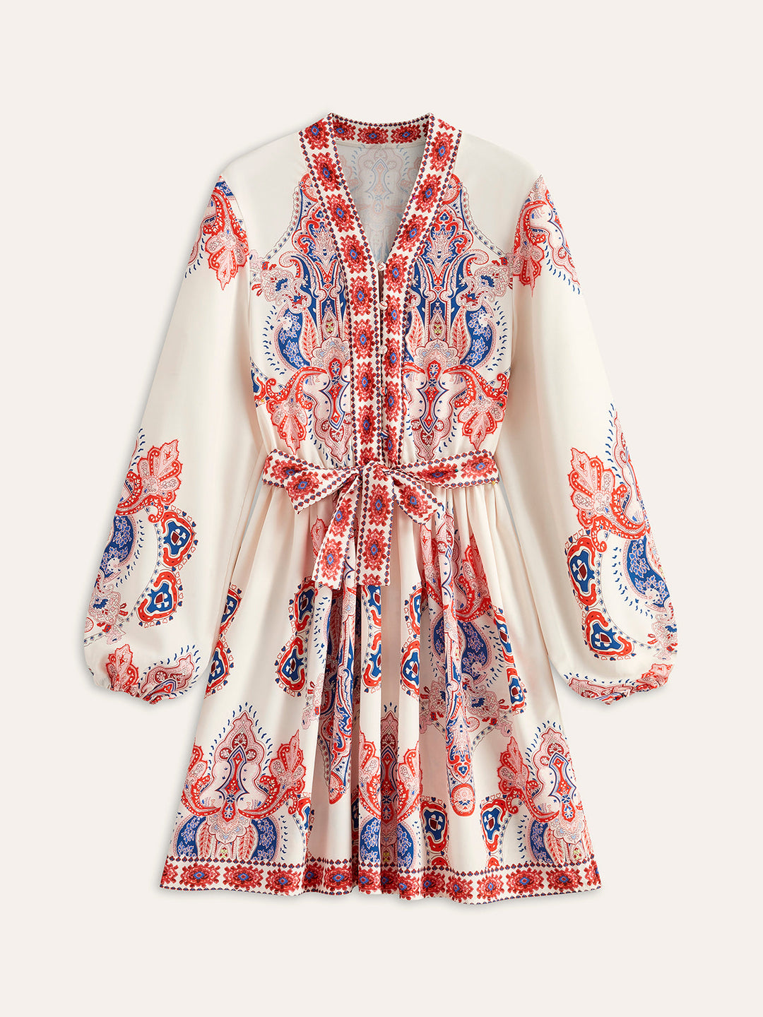 Çiçek Desenli Kuşaklı Elbise Buton Detayları ile Cazip