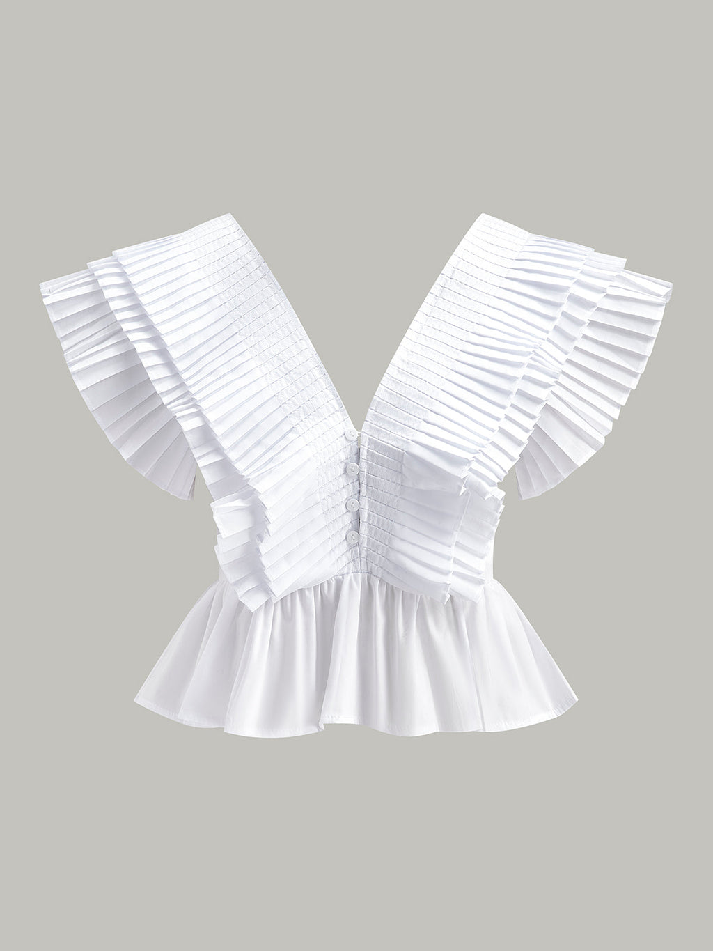 Ruffle V-Neck Button Top — Svelte Chic