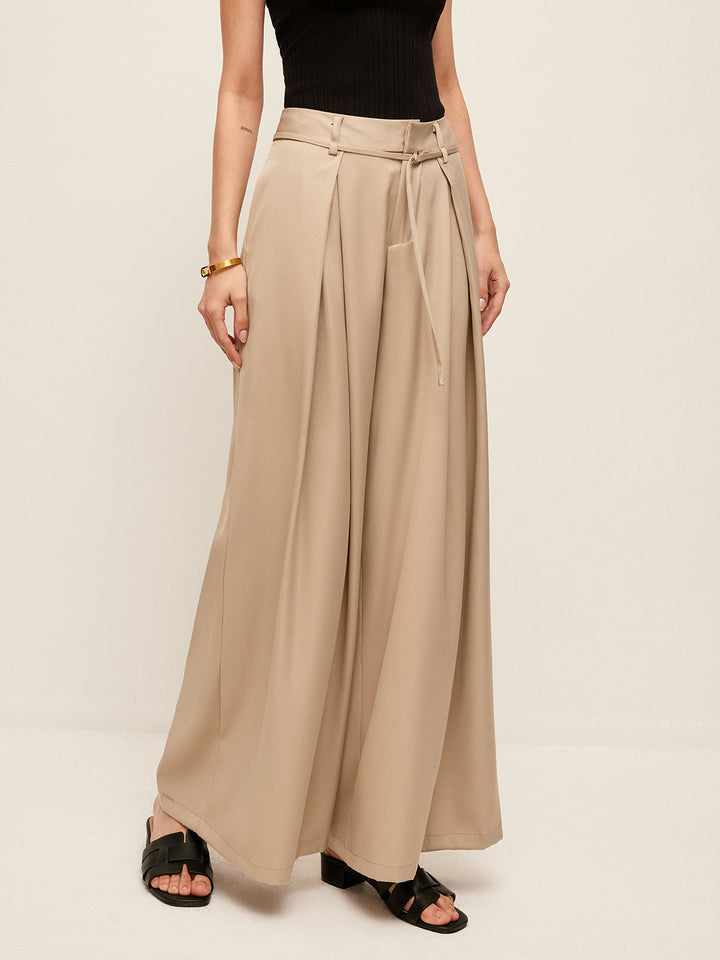 Şık Yüksek Bel Pantolon, Şık Cepler ve Kemer ile