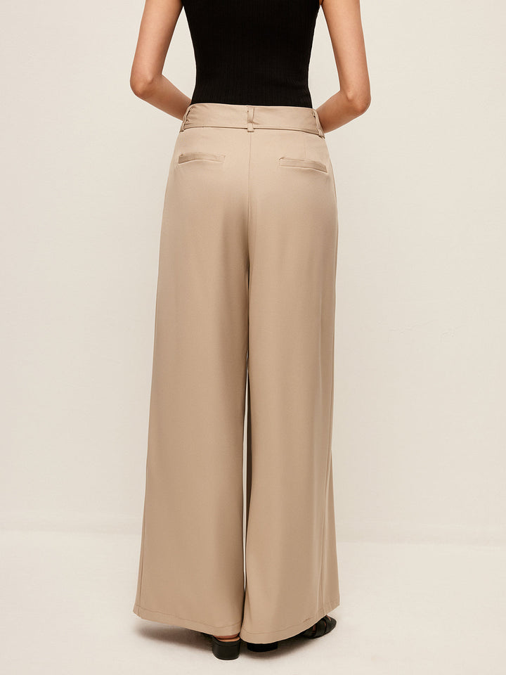 Şık Yüksek Bel Pantolon, Şık Cepler ve Kemer ile