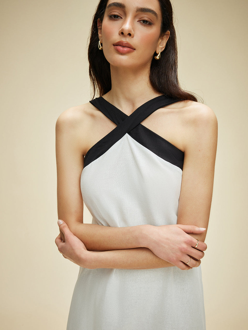 Cotton Linen Backless Halter Dress — Svelte Chic