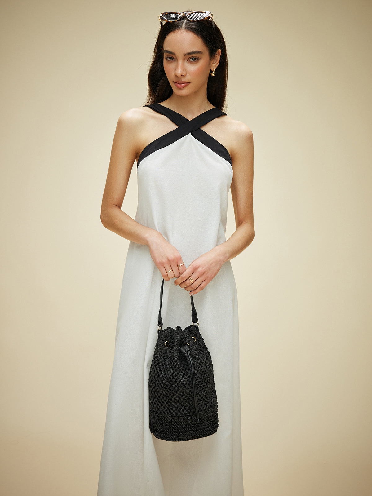 Cotton Linen Backless Halter Dress — Svelte Chic